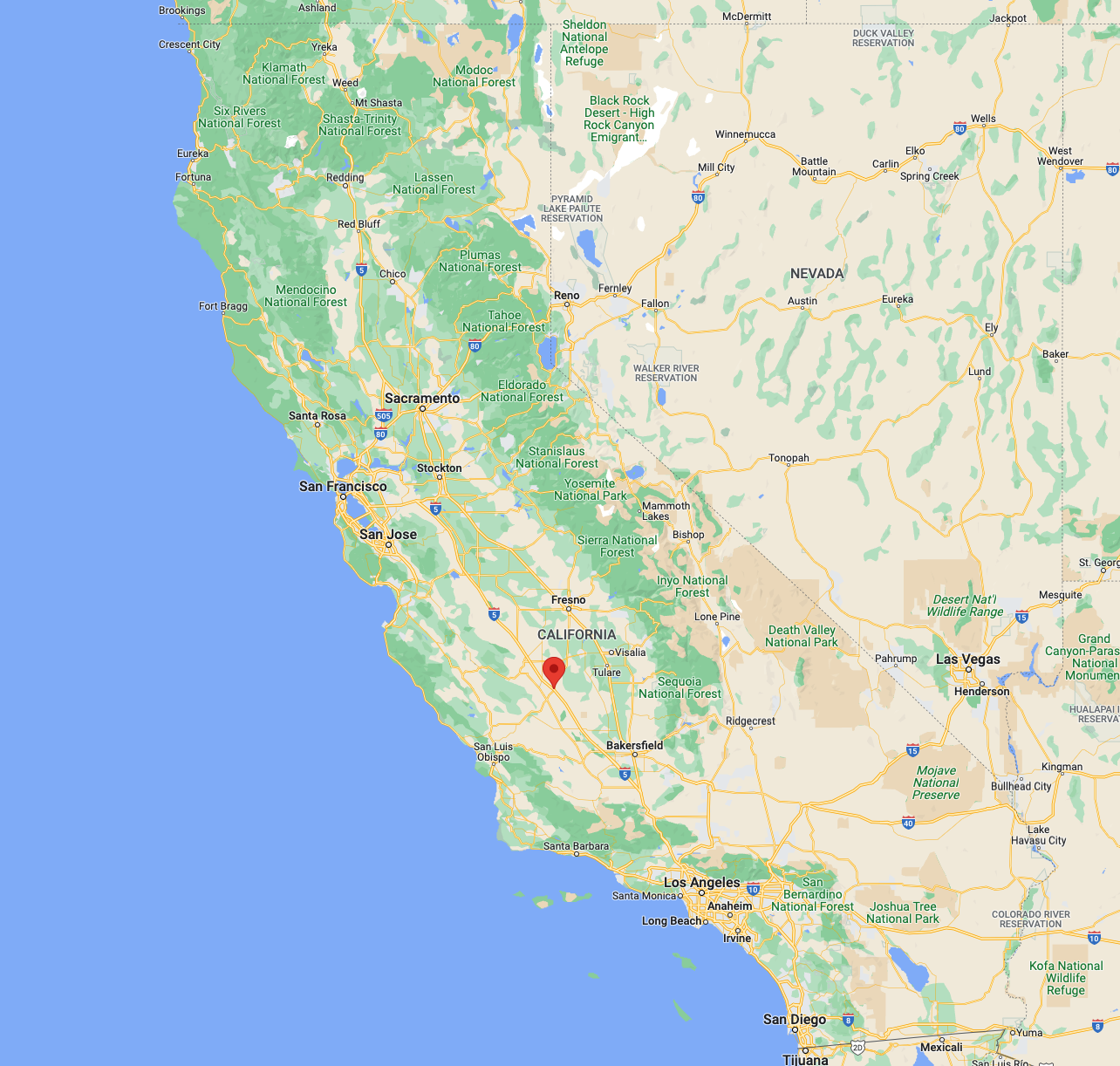 Location of Kettleman City in California.