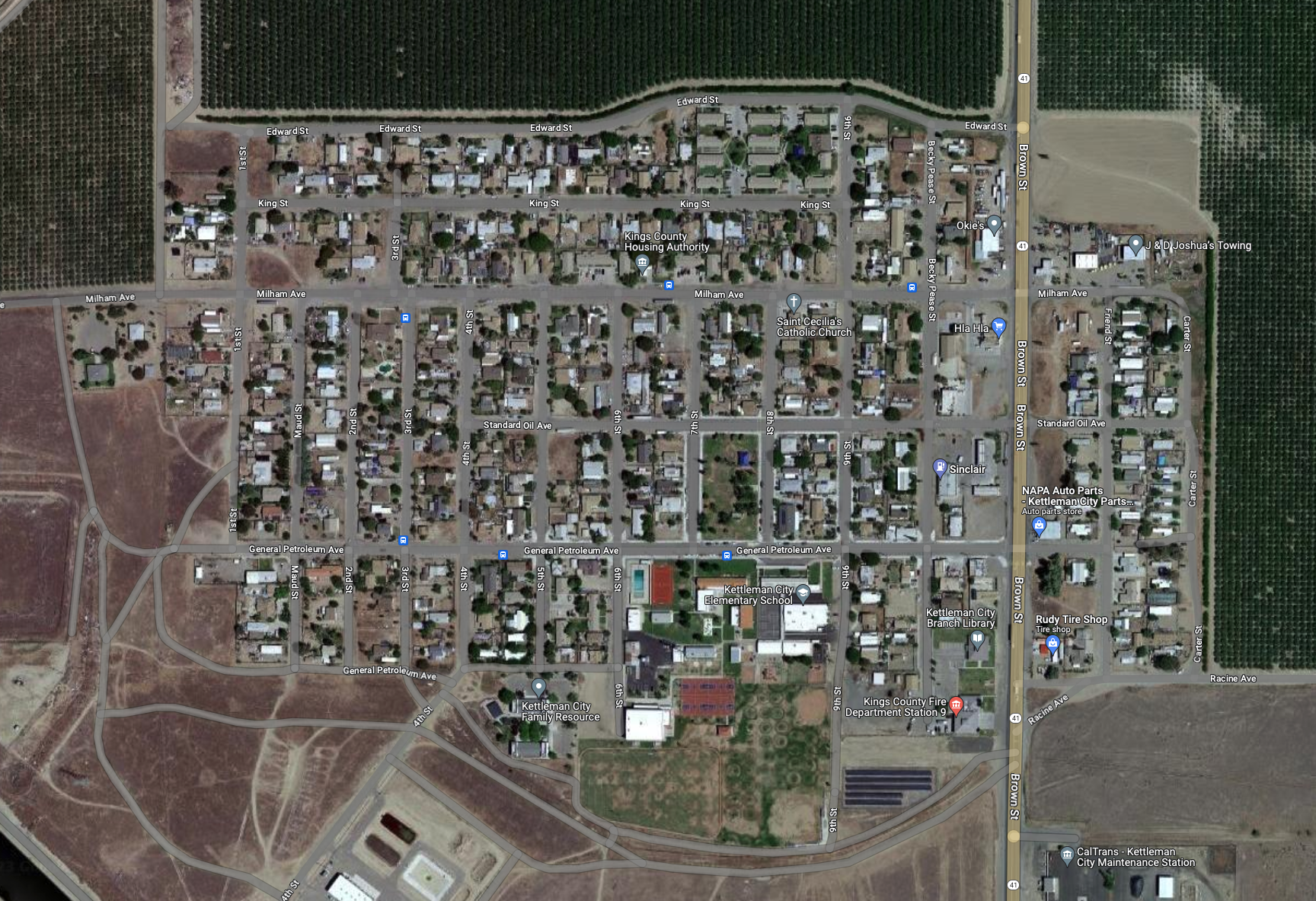 Satellite view of Kettleman City