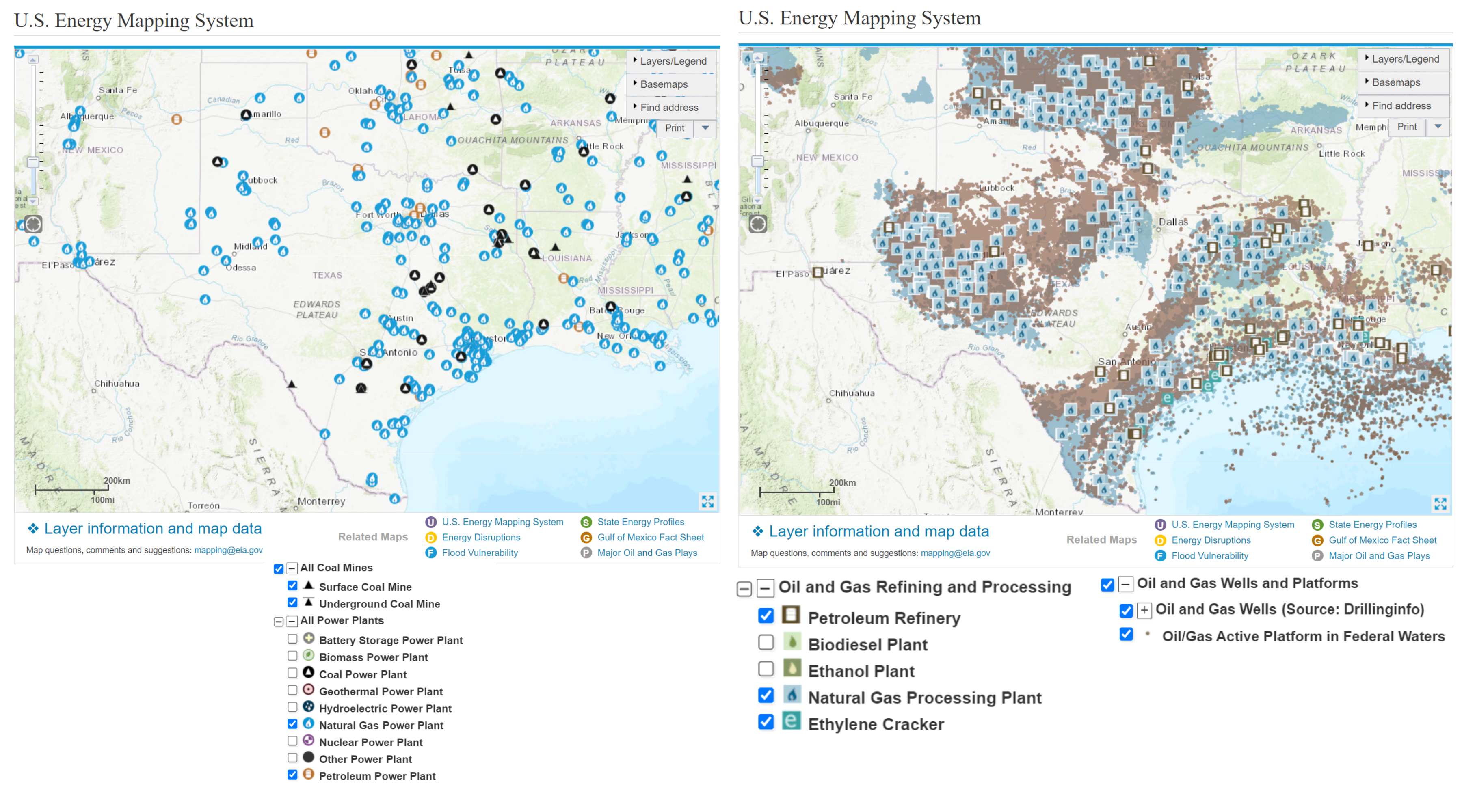 US Texas Energy Map